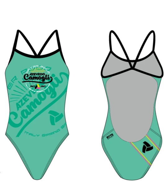 Azevedo Camogli 2020 Training Camp Green Women’s Open Back Thin Strap Swimsuit RYTE Sport