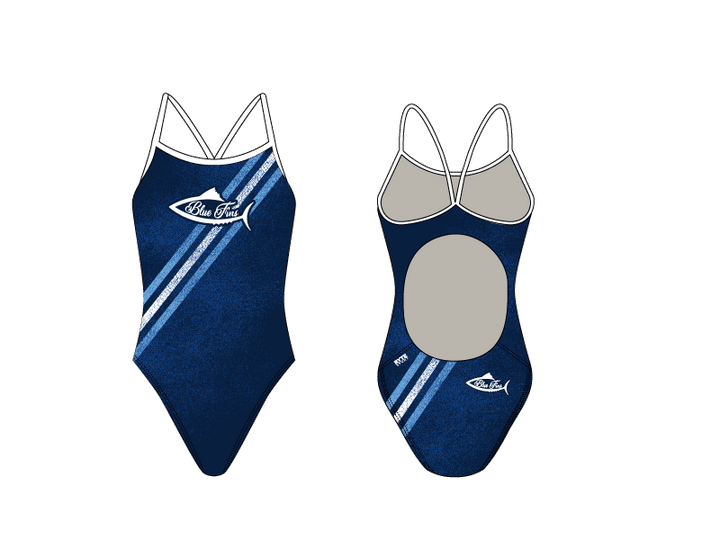 Blue Fins Swim Team 2019 Custom Women’s Active Back Thin Strap Swimsuit T6 - BD