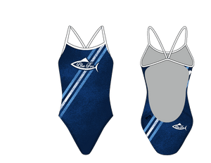 Blue Fins Swim Team 2019 Custom Women’s Open Back Thin Strap Swimsuit T6 - BD