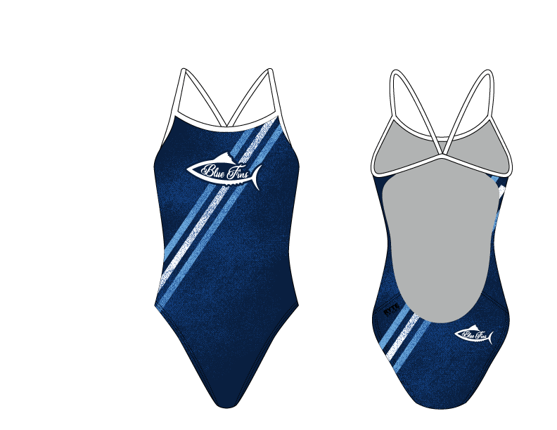 Blue Fins Swim Team 2019 Custom Women’s Open Back Thin Strap Swimsuit