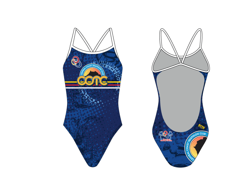 CCTC SLO Endurance Team 2019 Custom Women’s Open Back Thin Strap Swimsuit T6