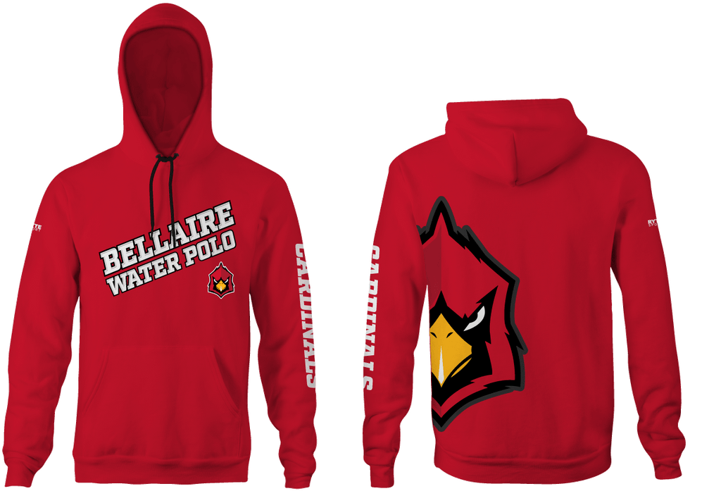 Bellaire Water Polo Custom Red Unisex Adult Hooded Sweatshirt - Personalized