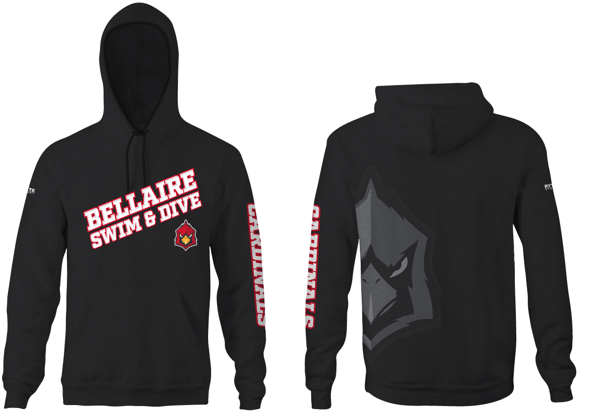 Bellaire Swim and Dive Custom Black Unisex Adult Hooded Sweatshirt - Personalized RYTE Sport