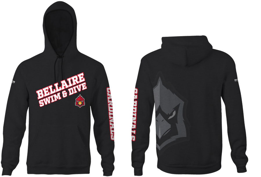 Bellaire Swim and Dive Custom Black Unisex Adult Hooded Sweatshirt - Personalized