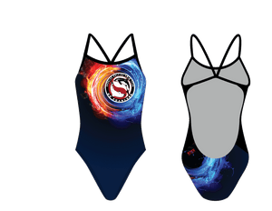 Douglas Dolfins Swim Team Custom Women’s Open Back Thin Strap Swimsuit RYTE Sport