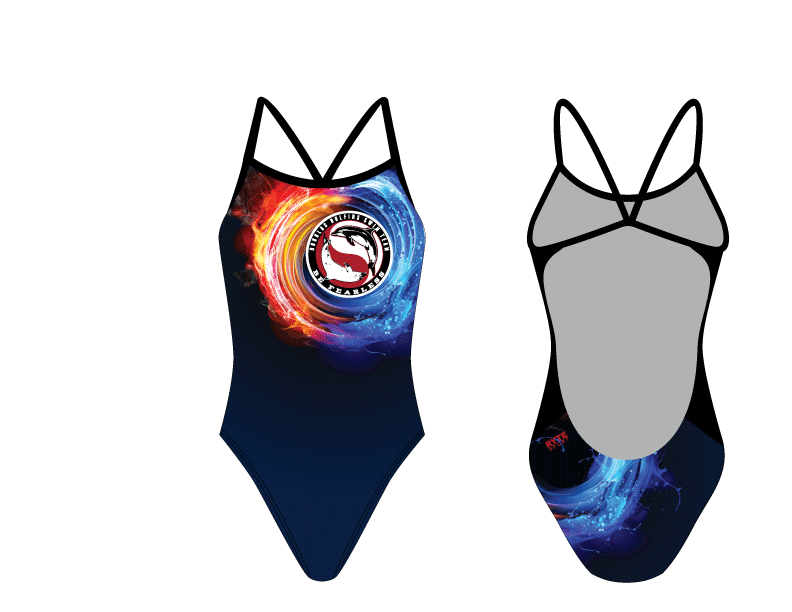 Douglas Dolfins Swim Team Custom Women’s Open Back Thin Strap Swimsuit