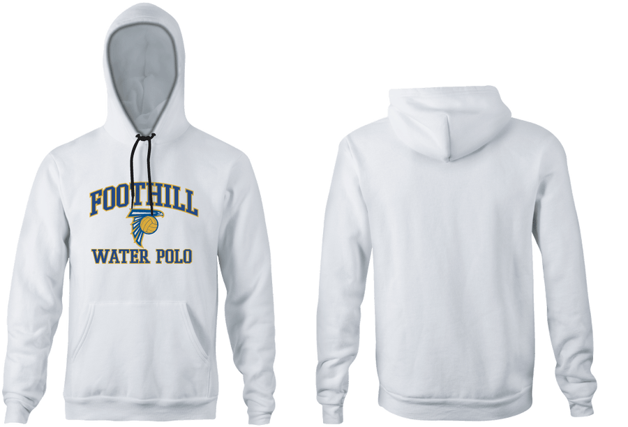 Foothill  High School Water Polo White Unisex Adult Hooded Sweatshirt - Personalized