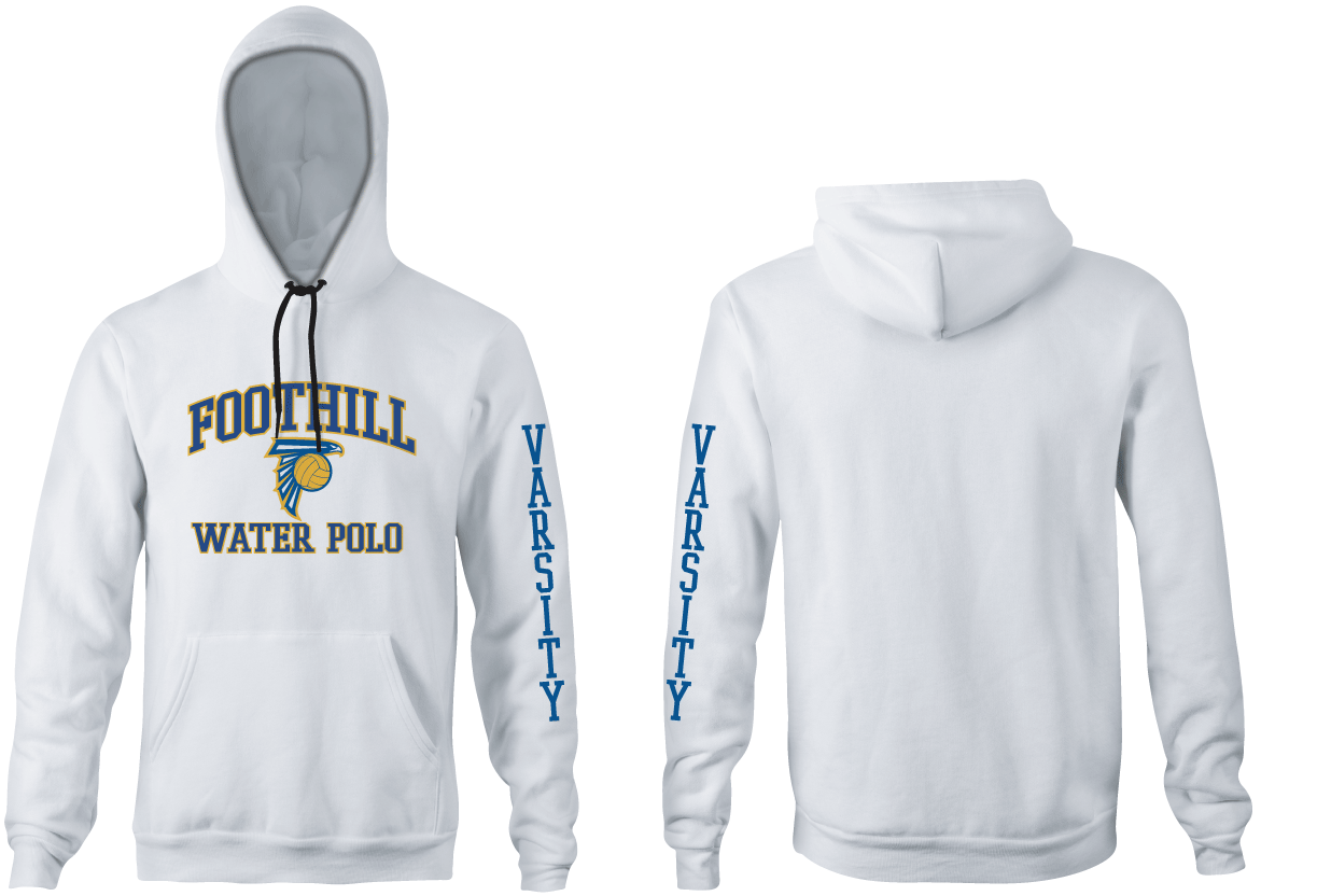Foothill Varsity High School Water Polo White Unisex Adult Hooded Sweatshirt - Personalized RYTE Sport