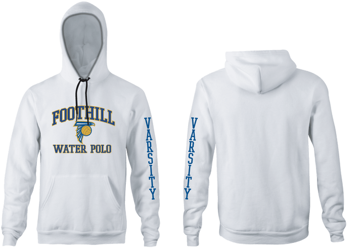 Foothill Varsity High School Water Polo White Unisex Adult Hooded Sweatshirt - Personalized RYTE Sport