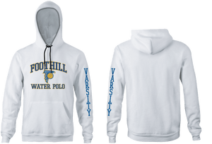 Foothill Varsity High School Water Polo White Unisex Adult Hooded Sweatshirt - Personalized