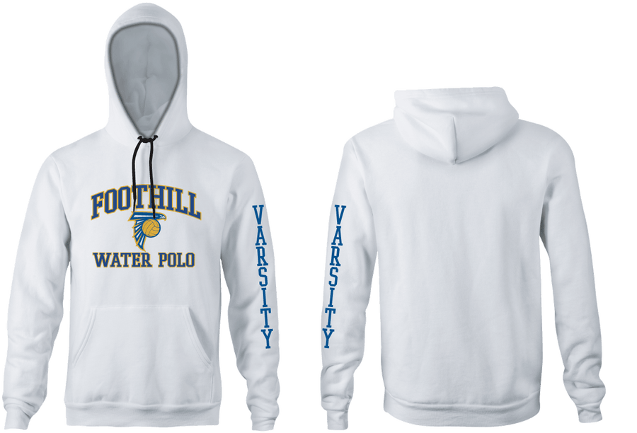 Foothill Varsity High School Water Polo White Unisex Adult Hooded Sweatshirt - Personalized