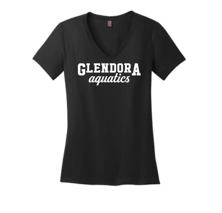 Glendora Aquatics 2019 Custom Black Women's V-Neck T-Shirt San Mar