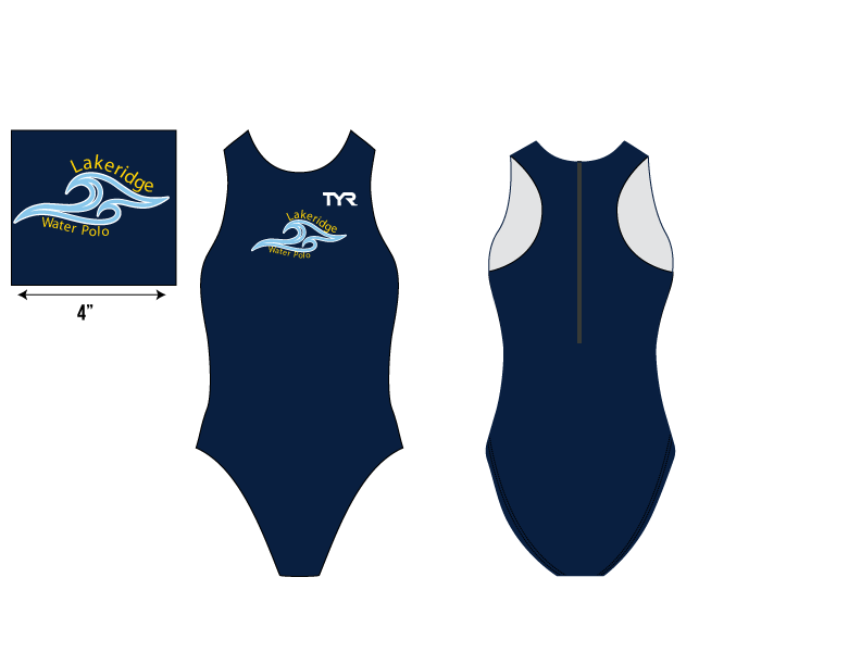 Lakeridge High School Water Polo 2019 Custom Navy TYR Women's Breakaway Water Polo Suit TYR