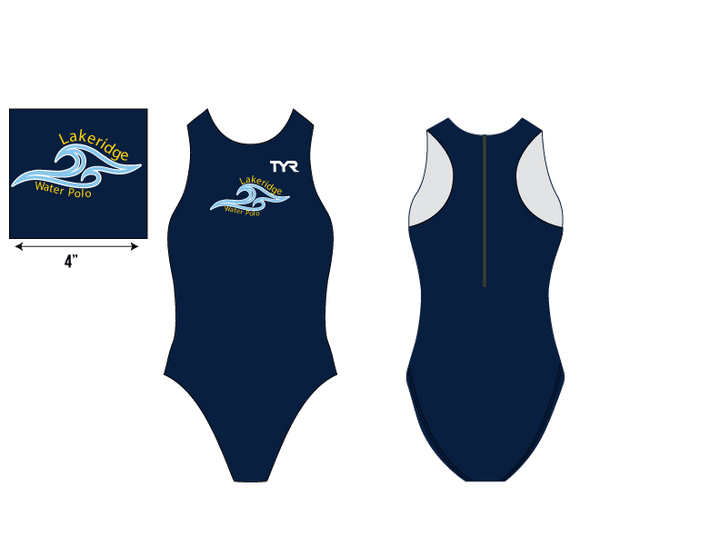 Lakeridge High School Water Polo 2019 Custom Navy TYR Women's Breakaway Water Polo Suit TYR