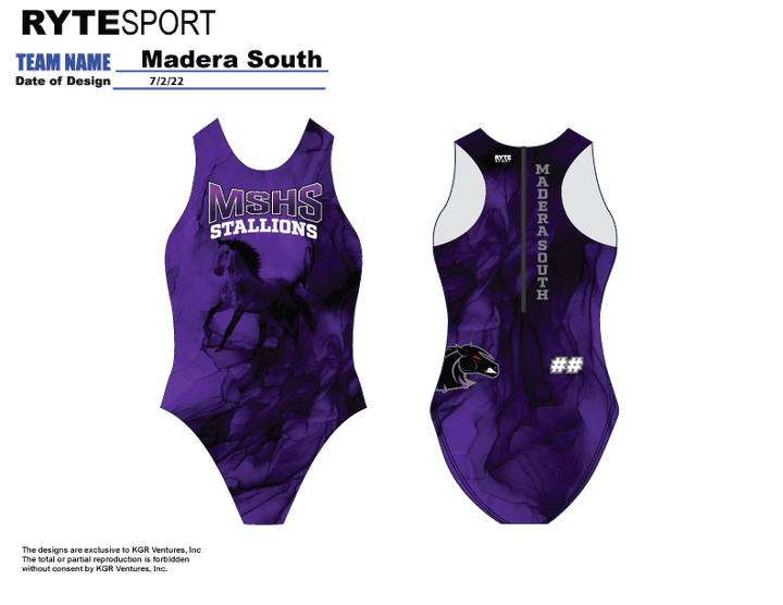 CUSTOM Madera South Women's Water Polo Suit 2022 RYTE Sport