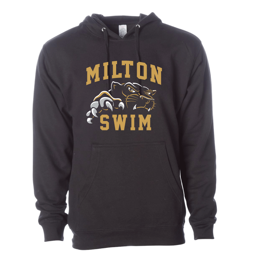 Milton Black Hooded Pullover Sweatshirt