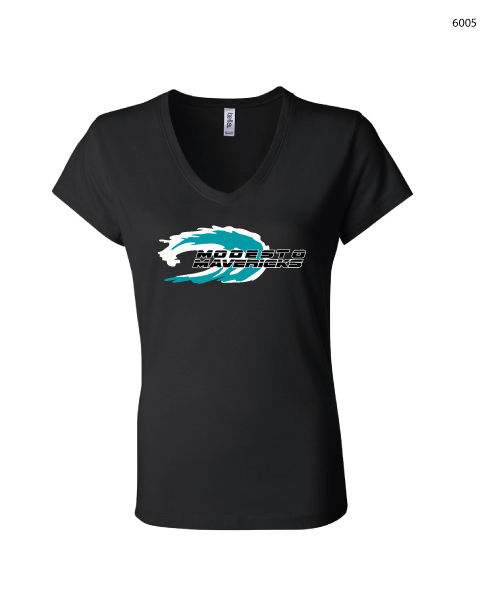 Modesto Mavericks Custom Black Women’s Jersey Short Sleeve V-Neck Tee RYTE Sport
