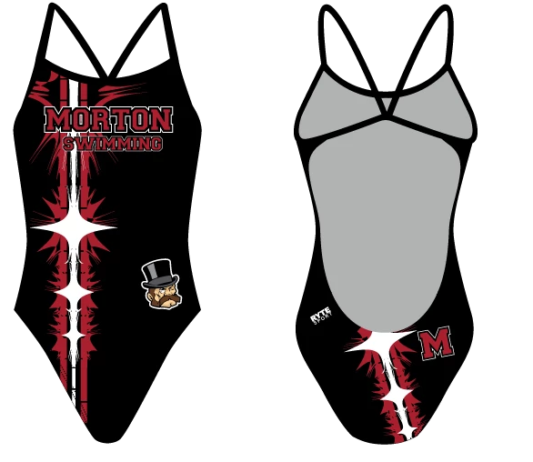 Hammond Morton High School Swim 2019 Custom Women’s Open Back Thin Strap Swimsuit T6 - BD