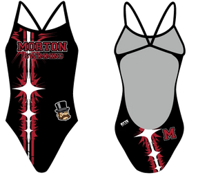 Hammond Morton High School Swim 2019 Custom Women’s Open Back Thin Strap Swimsuit T6 - BD