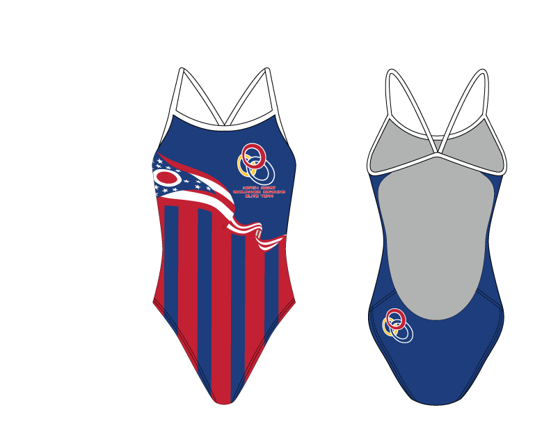 North Coast Endurance Coaching Elite Team Flag Open Back Thin Strap Swimsuit T6