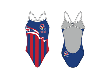 North Coast Endurance Coaching Elite Team Flag Open Back Thin Strap Swimsuit T6