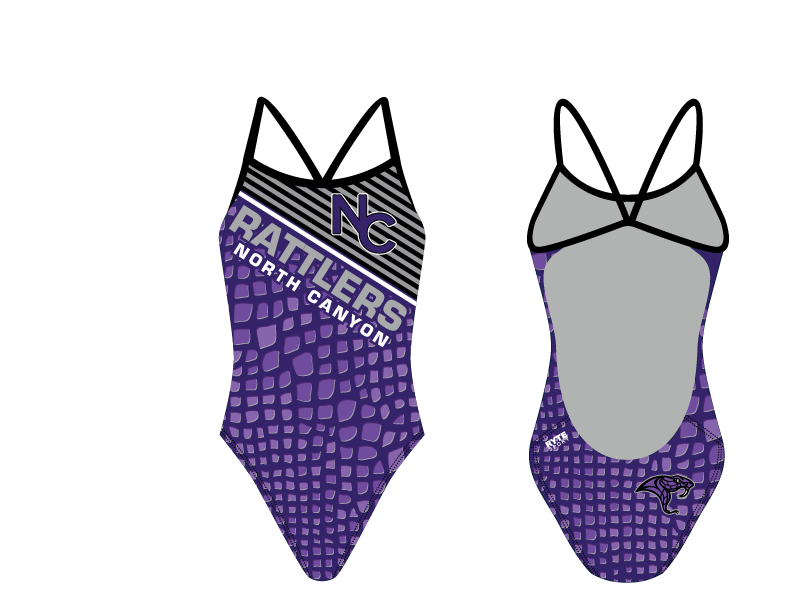 North Canyon High School Swim 2021 Custom Women’s Open Back Thin Strap Swimsuit RYTE Sport