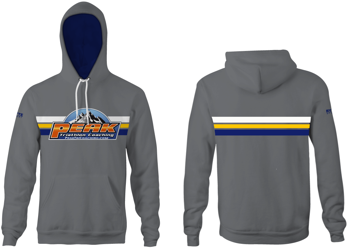 Peak Triathlon Coaching Custom Gray Unisex Adult Hooded Sweatshirt RYTE Sport