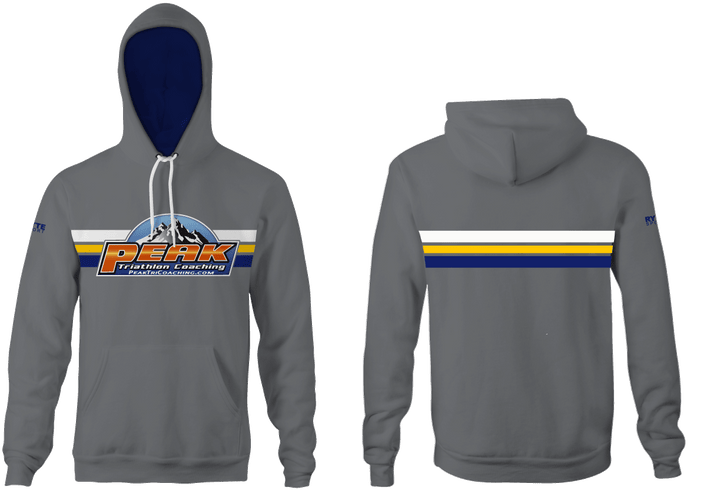 Peak Triathlon Coaching Custom Gray Unisex Adult Hooded Sweatshirt RYTE Sport