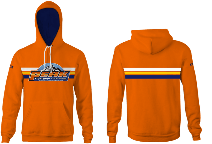 Peak Triathlon Coaching Custom Orange Unisex Adult Hooded Sweatshirt RYTE Sport