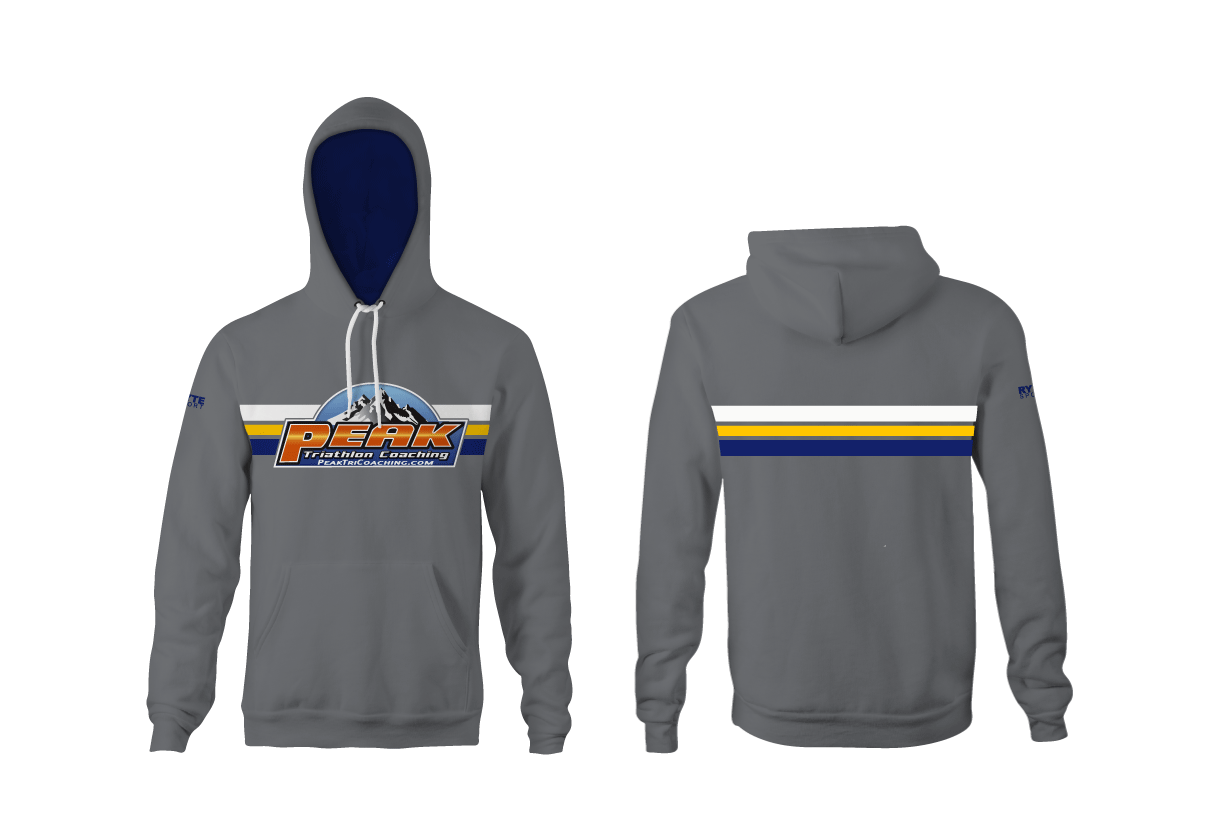 Peak Triathlon Coaching Custom Heathered Gray Unisex YOUTH Hooded Sweatshirt RYTE Sport
