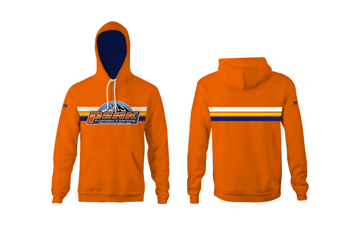 Peak Triathlon Coaching Custom Orange Unisex YOUTH Hooded Sweatshirt RYTE Sport