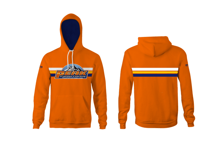 Peak Triathlon Coaching Custom Orange Unisex YOUTH Hooded Sweatshirt RYTE Sport