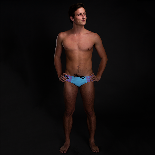 Pink & Blue Tribal (Blue) Men's Swim & Water Polo Brief