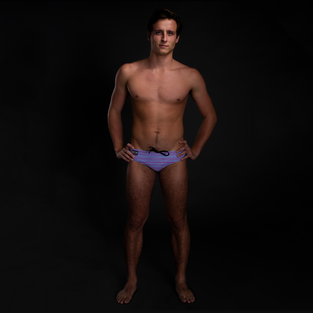 Tribal Pink & Blue Full Print Men's Swim & Water Polo Brief