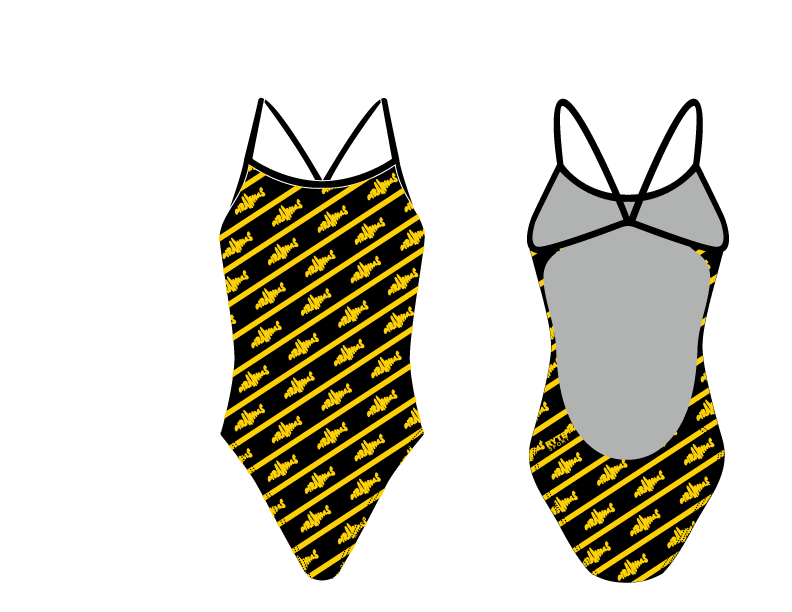 Waverly Piranhas Swim Custom Women’s Open Back Thin Strap Swimsuit