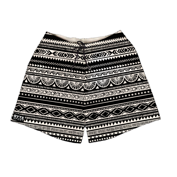 Tribal Black & White Men's Swim Trunk T6