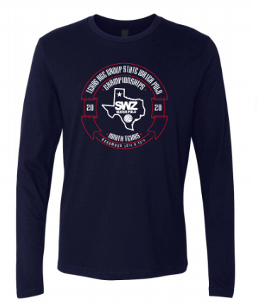Texas Age Group State Water Polo Championship Custom Navy Long Sleeve Crew