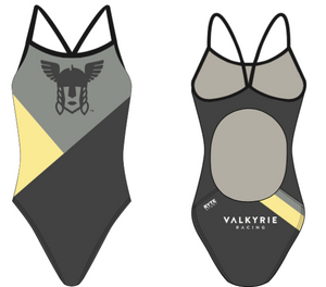Valkyrie Racing Custom Gray Women’s Active Back Thin Strap Swimsuit RYTE Sport