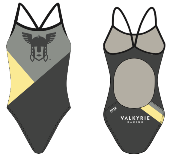 Valkyrie Racing Custom Gray Women’s Active Back Thin Strap Swimsuit