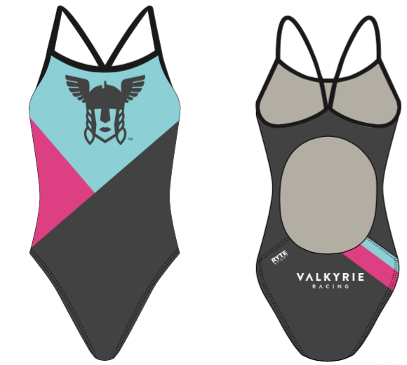 Valkyrie Racing Custom Blue Women’s Active Back Thin Strap Swimsuit