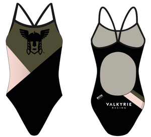 Valkyrie Racing Custom Black Women’s Active Back Thin Strap Swimsuit RYTE Sport
