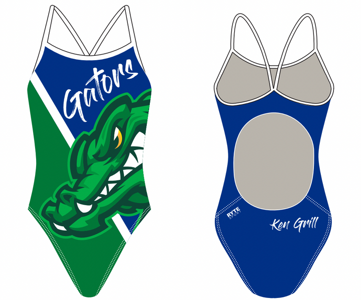 Ken Grill Gators Custom Women’s Active Back Thin Strap Swimsuit RYTE Sport