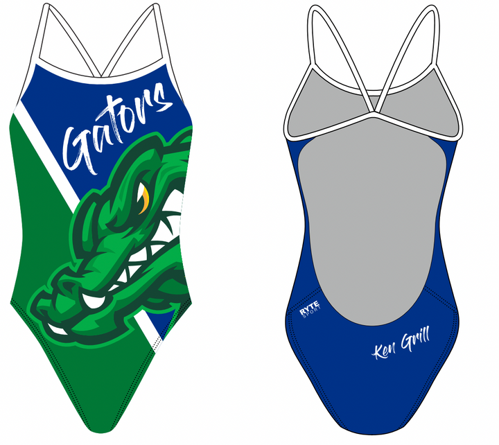 Ken Grill Gators Custom Women’s Open Back Thin Strap Swimsuit RYTE Sport