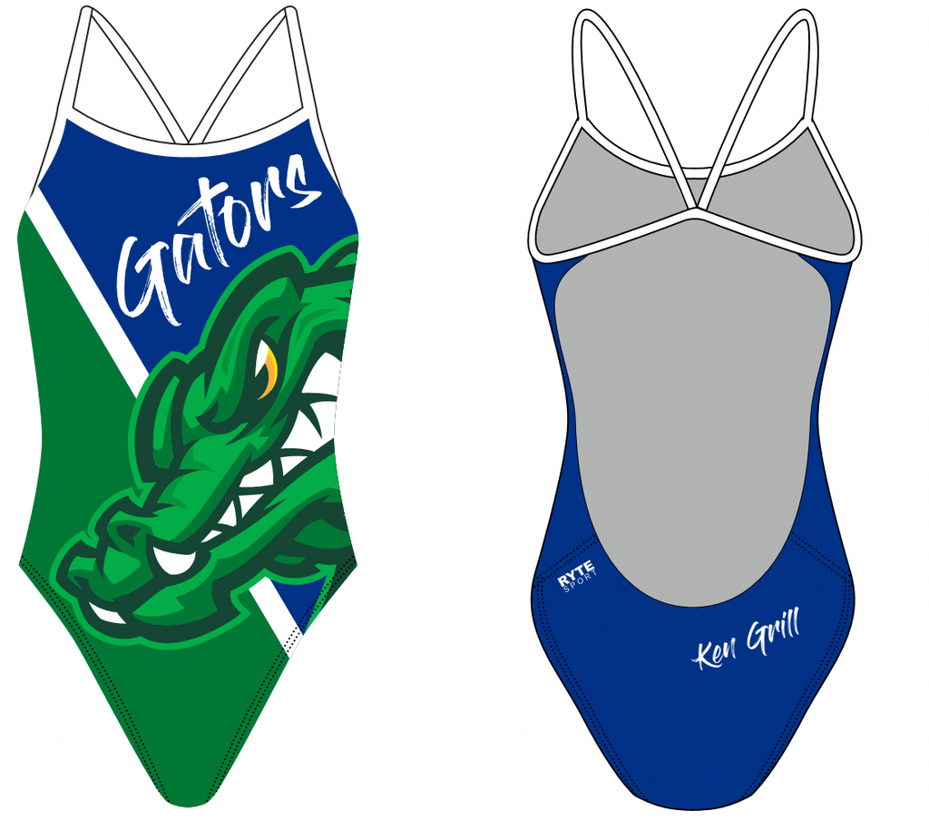 Ken Grill Gators Custom Women’s Open Back Thin Strap Swimsuit