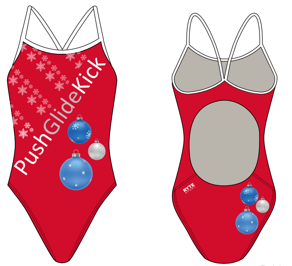 Push Glide Kick Custom Christmas Women’s Active Back Thin Strap Swimsuit RYTE Sport