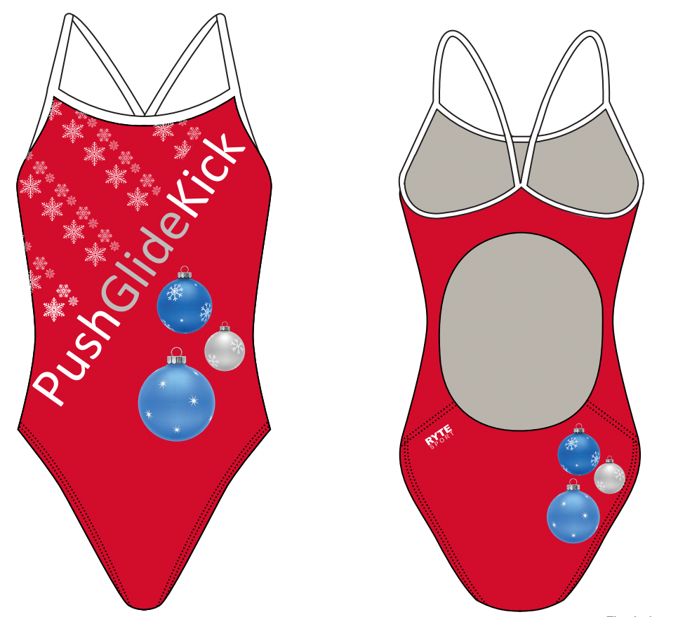 Push Glide Kick Custom Christmas Women’s Active Back Thin Strap Swimsuit