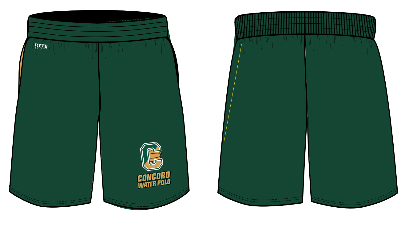 Concord High School Water Polo 2021 Custom Green Men's Gym Short RYTE Sport