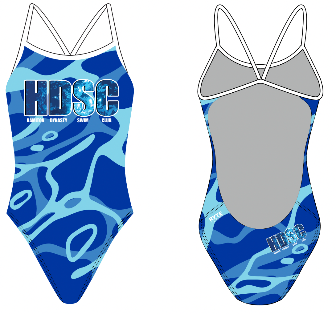 Hamilton Dynasty Swim Club Custom Women’s Open Back Thin Strap Swimsuit RYTE Sport