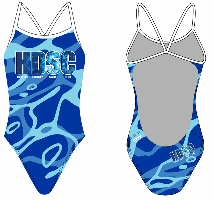 Hamilton Dynasty Swim Club Custom Women’s Open Back Thin Strap Swimsuit RYTE Sport