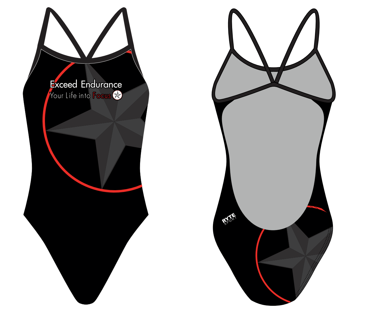 Exceed Endurance Custom Women’s Open Back Thin Strap Swimsuit RYTE Sport